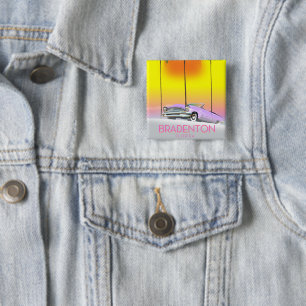 Bradenton Florida klassieke auto reisposter Vierkante Button 5,1 Cm