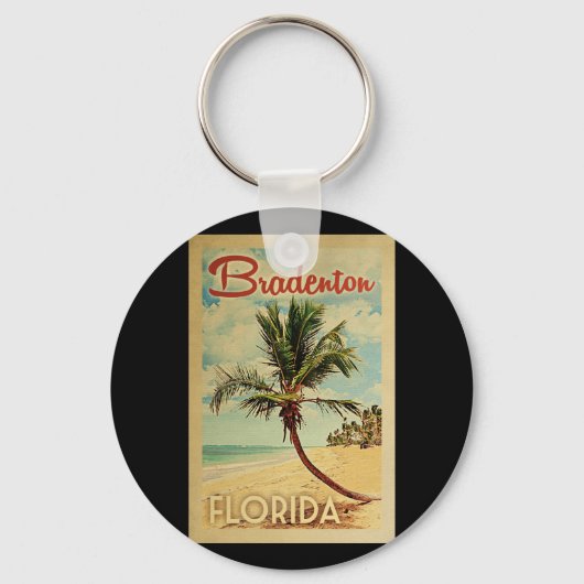 Bradenton Palm Tree Vintage Travel Sleutelhanger (Voorkant)