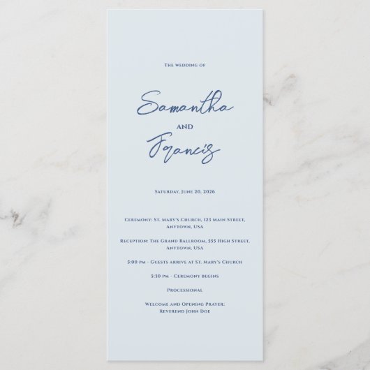 Bradford moderne bruiloft programma (Voorkant)