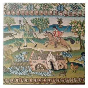 Bradford Table Carpet, details van landelijke scè Tegeltje