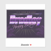 Bradley Nom Prénom lila rétro Autocollant Annivers (Feuille)