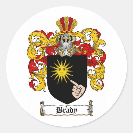 BRADY FAMILY CREST - BRADY COAT VAN WAPENS RONDE STICKER (Voorkant)