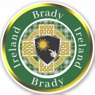 Brady Irish Shield & Celtic Cross Personalized Sticker