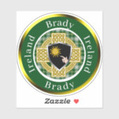 Brady Irish Shield & Celtic Cross Personalized Sticker (Vel)