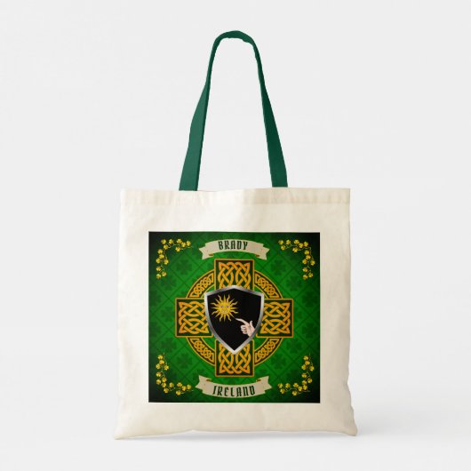 Brady Irish Shield & Celtic Cross Personalized Tote Bag (Achterkant)