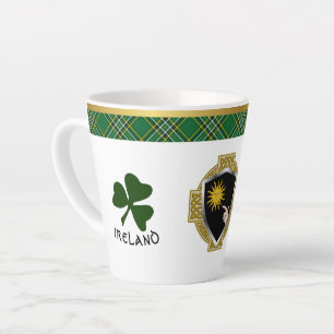 Brady Irish Shield & Tartan gepersonaliseerd Latte Mok