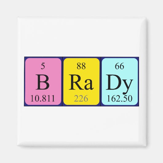 Brady periodieke table name magnet magneet (Voorkant)