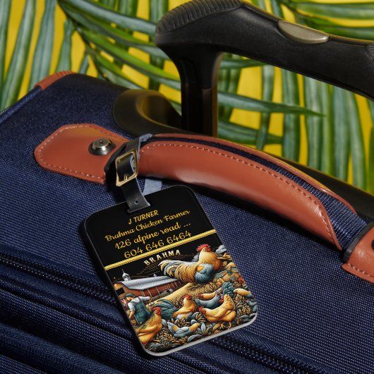 Brahma boer met kudde in de herfst bagagelabel (Voorkant Insitu 1)