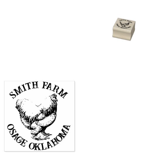 Brahma Chicken Hen met uw Boerderij naam Eierstemp Rubberstempel (Gestempeld)