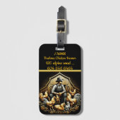 Brahma-kippenfokker die 's avonds voor zijn kudde  bagagelabel (Voorkant (verticaal))