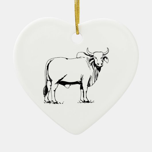 Brahman Cow Keramisch Ornament (Voorkant)