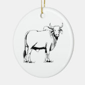 Brahman Cow Keramisch Ornament (Links)