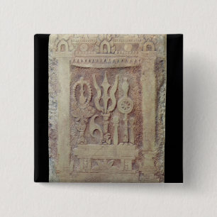 Brahman stele schildert de Trimurti af Vierkante Button 5,1 Cm