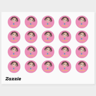 Braided Girl "Party Time" (Afrikaans-Amerikaans) Ronde Sticker