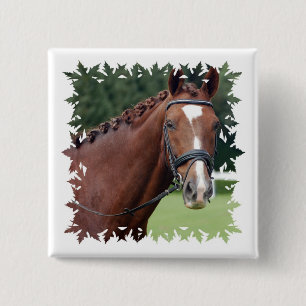 Braided Horse Mane Square Pin Vierkante Button 5,1 Cm