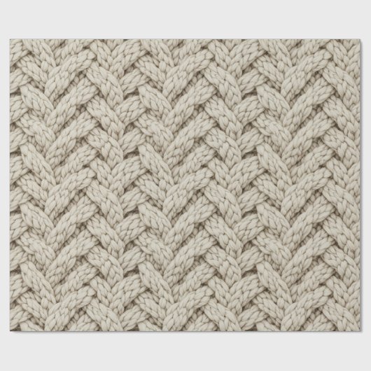 Braided Thread Knit Texture – Warm Beige (2) Cadeaupapier (Vlak)