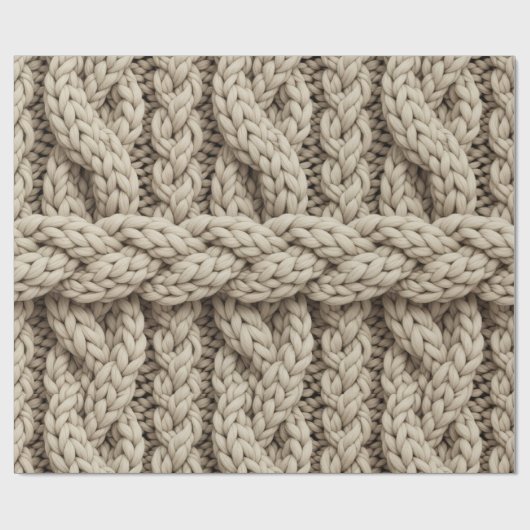 Braided Thread Knit Texture – Warm Beige (4) Cadeaupapier (Vlak)