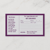 Braider Braids Carte de visite de Parties scintill (Dos)