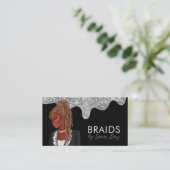 Braiding Salon Beauty Silver Faux Glitter Visitekaartje (Staand voorkant)