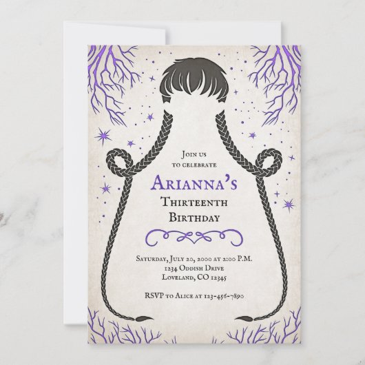 Braids gothiques pour filles Invitation d'annivers (Devant)