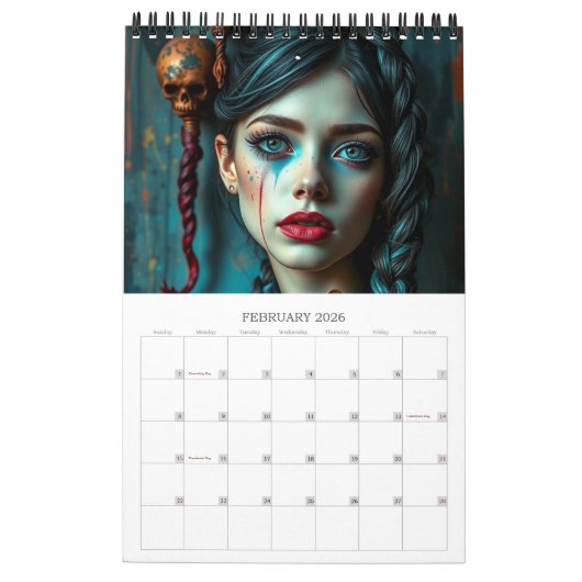 Braids Imaginaire Calendrier d'art moderne (Feb 2026)