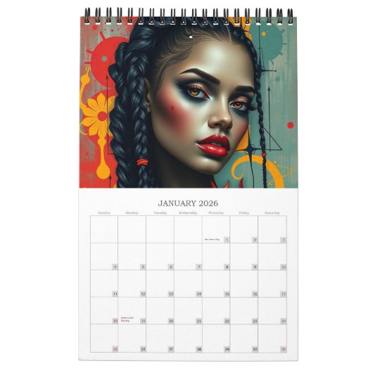 Braids Imaginaire Calendrier d'art moderne (Jan 2026)