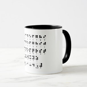 Braille alfabet, symbool voor blinde letters mok
