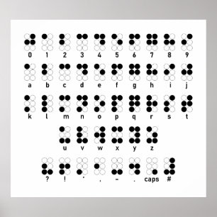 Braille alfabet, symbool voor blinde letters poster
