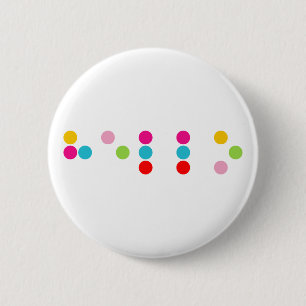 Braille blinde taalalfabet hallo tekst ronde button 5,7 cm