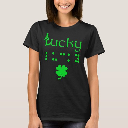 Braille Shirt Lucky St Patricks Day Gifts Blind Aw (Voorkant)