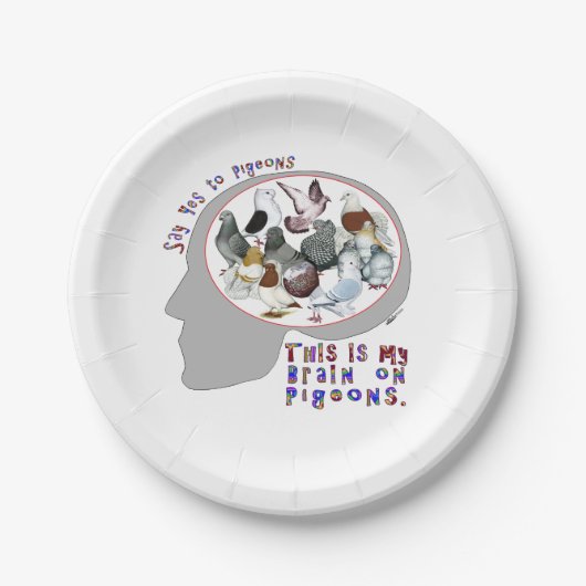 Brain aan duiven papieren bordje (Voorkant)