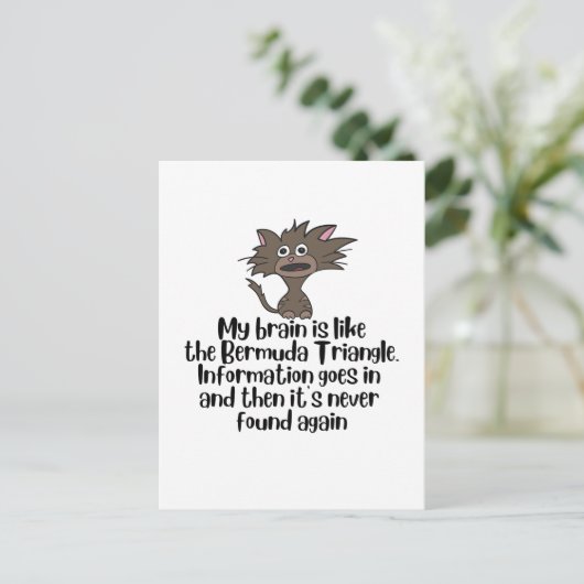 Brain als Bermuda Funny Crazy Cat Expression Briefkaart (Staand voorkant)