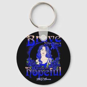 Brain Aneurysm Awareness Brave Strong Grateful Hop Sleutelhanger