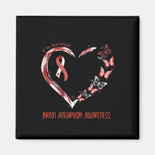 Brain Aneurysm Awareness I m Survivor Heart Ribbon Magneet