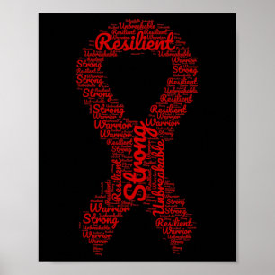 Brain Aneurysm Awareness Maand Lint Met Woorden Poster