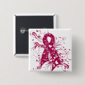 Brain Aneurysm Floral Swirls Vierkante Button 5,1 Cm (Voorkant /achterkant)