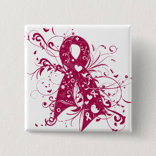 Brain Aneurysm Floral Swirls Vierkante Button 5,1 Cm