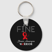 Brain Aneurysm Warrior I'm Fine  Sleutelhanger (Voorkant)