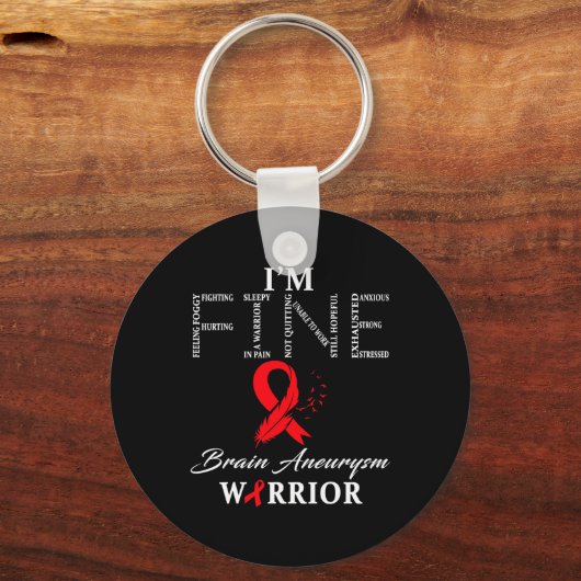 Brain Aneurysm Warrior I'm Fine  Sleutelhanger (Voorkant)