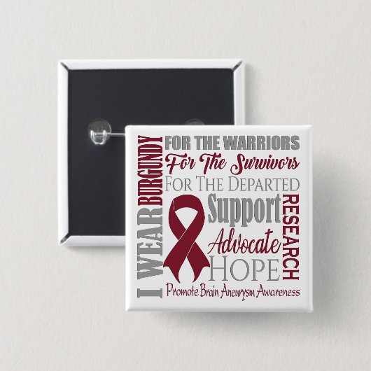Brain Aneurysme Bewustheid Vierkante Button 5,1 Cm (Voorkant /achterkant)