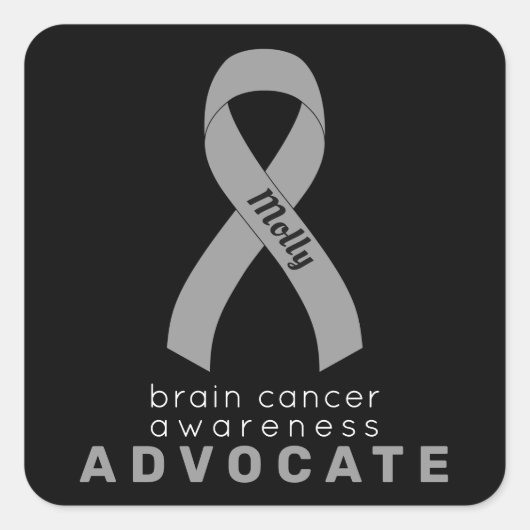 Brain Cancer Advocate Black Square Sticker (Voorkant)