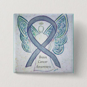 Brain Cancer Angel Awareness Ribbon Pins Vierkante Button 5,1 Cm
