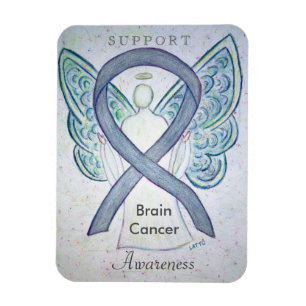 Brain Cancer Awareness Gray Ribbon Angel Magnet Magneet