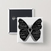 Brain Cancer Butterfly Collage of Words Vierkante Button 5,1 Cm (Voorkant /achterkant)