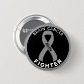 Brain Cancer Fighter Ribbon Black Button (Voorkant /achterkant)