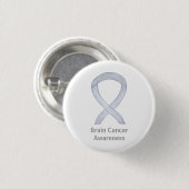 Brain Cancer Grey Awareness Ribbon Button Pin (Voorkant /achterkant)