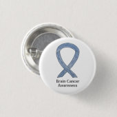 Brain Cancer Grey Awareness Ribbon Button Pins (Voorkant /achterkant)