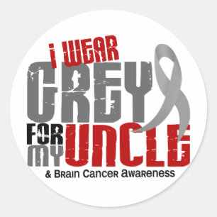 Brain Cancer Ik Draag grijs voor mijn oom 6.2 Ronde Sticker