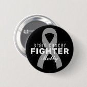 Brain Cancer Ribbon Black Button (Voorkant /achterkant)