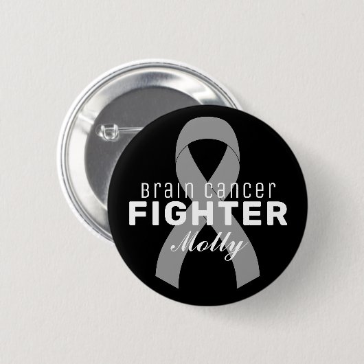 Brain Cancer Ribbon Black Button (Voorkant /achterkant)